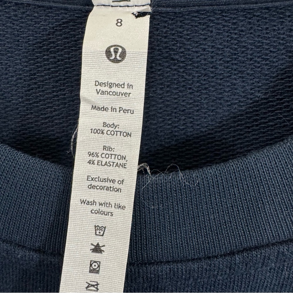 Lululemon Perfectly Oversized Cropped Crew Sweatshirt True Navy White Stripe 8 - Picture 13 of 13
